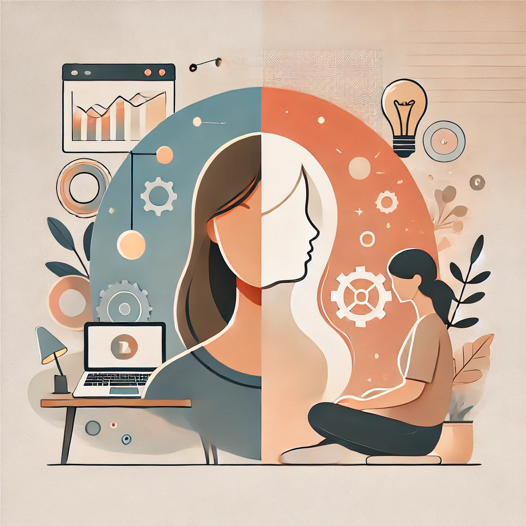 illustration d'une femme avec double activité